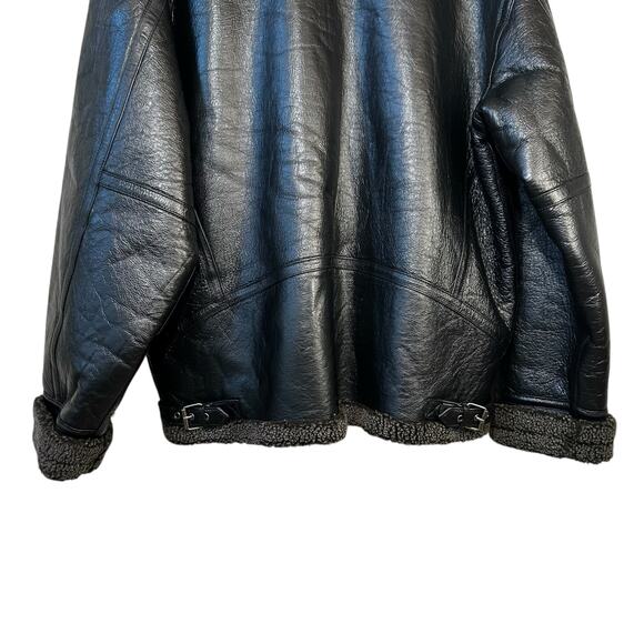 WILSONS B-3 Aviator Reversible Leather Sherpa Flight Bomber Jacket Black Medium - Picture 6 of 16